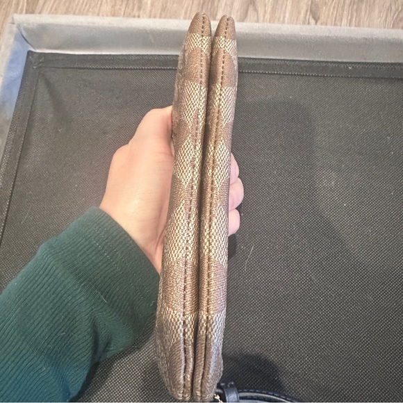 Coach Brown Double Zip Signature Wristlet - Picture 10 of 14